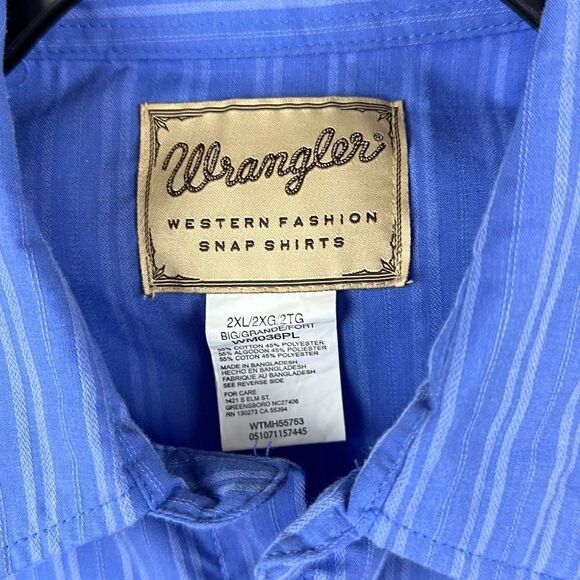 Wrangler Snap Button Front Shirt Mens Size 2XL Long Sleeve Striped Cowboy Wester - Picture 4 of 9
